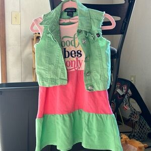 Dress and Jean Vest Set